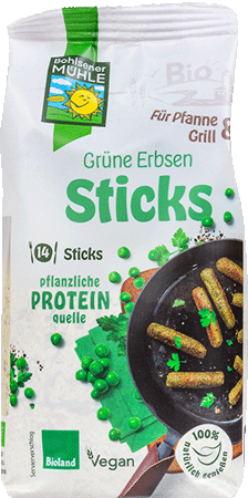 Grüne Erbsen Sticks