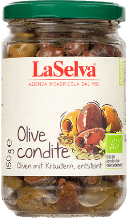 Oliven mit Kräutern, entsteint 