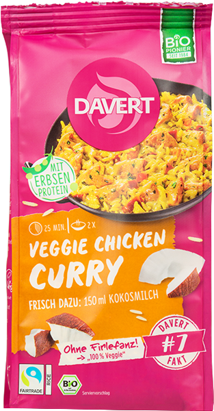 Produktbild zu Artikel Veggie Chicken Curry mit Fairtrade Reis