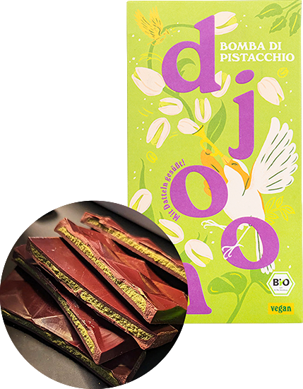 Produktbild zu Artikel Dattelschokolade Bomba di Pistacchio