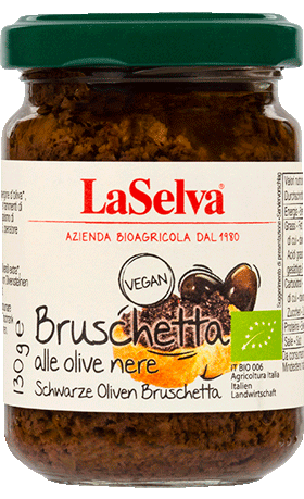 Bruschetta aus dunklen Oliven