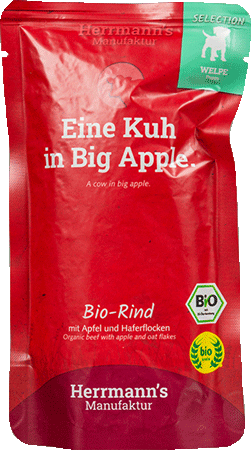 Bio-Rind mit Apfel und Haferflocken