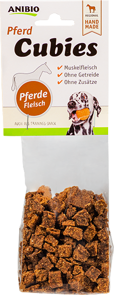 Produktbild zu Artikel Cubies Pferd-Stückchen Snack für Hunde