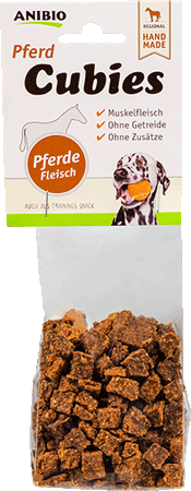 Cubies Pferd-Stückchen Snack für Hunde